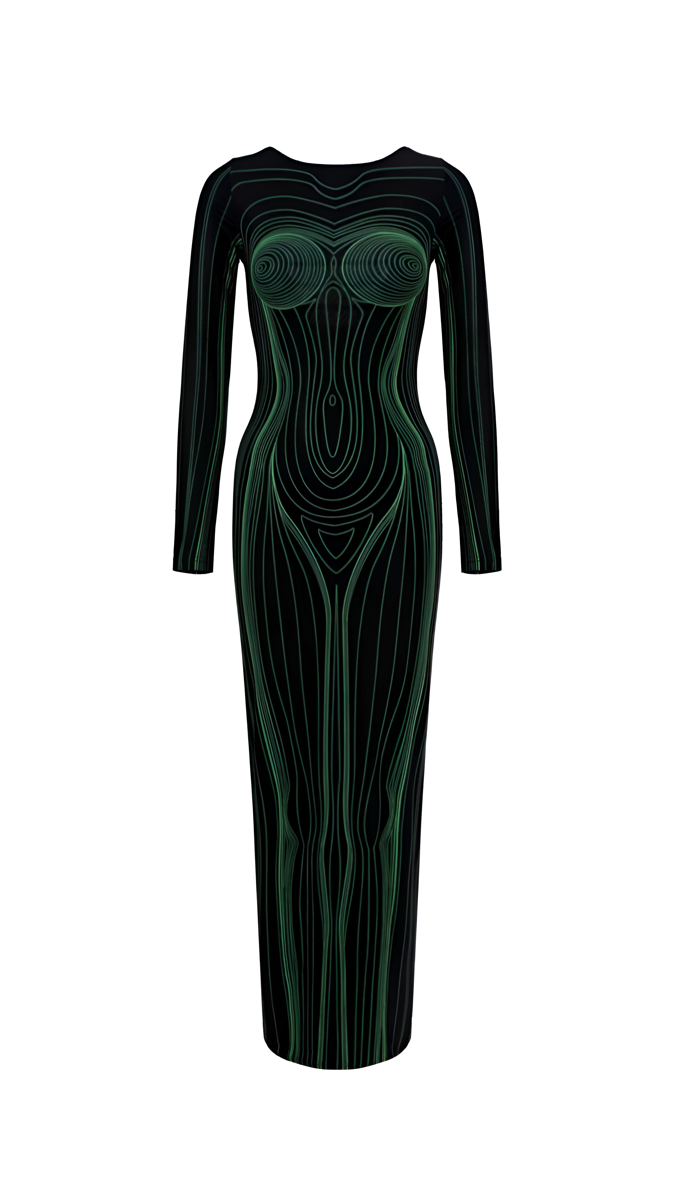 Aubrey Black Bodycon Maxi Dress, GREEN / M Aubrey Black Bodycon Maxi Dress, GREEN / M