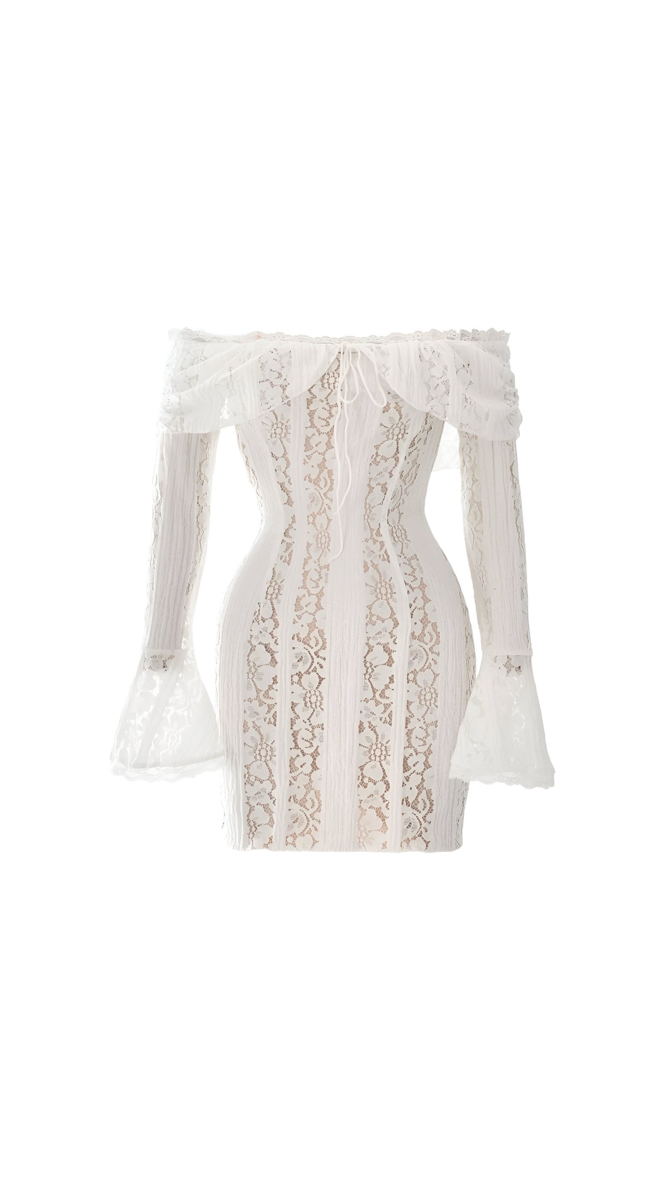 Leilani Lace Off-Shoulder Mini Dress, White / L Leilani Lace Off-Shoulder Mini Dress, White / L