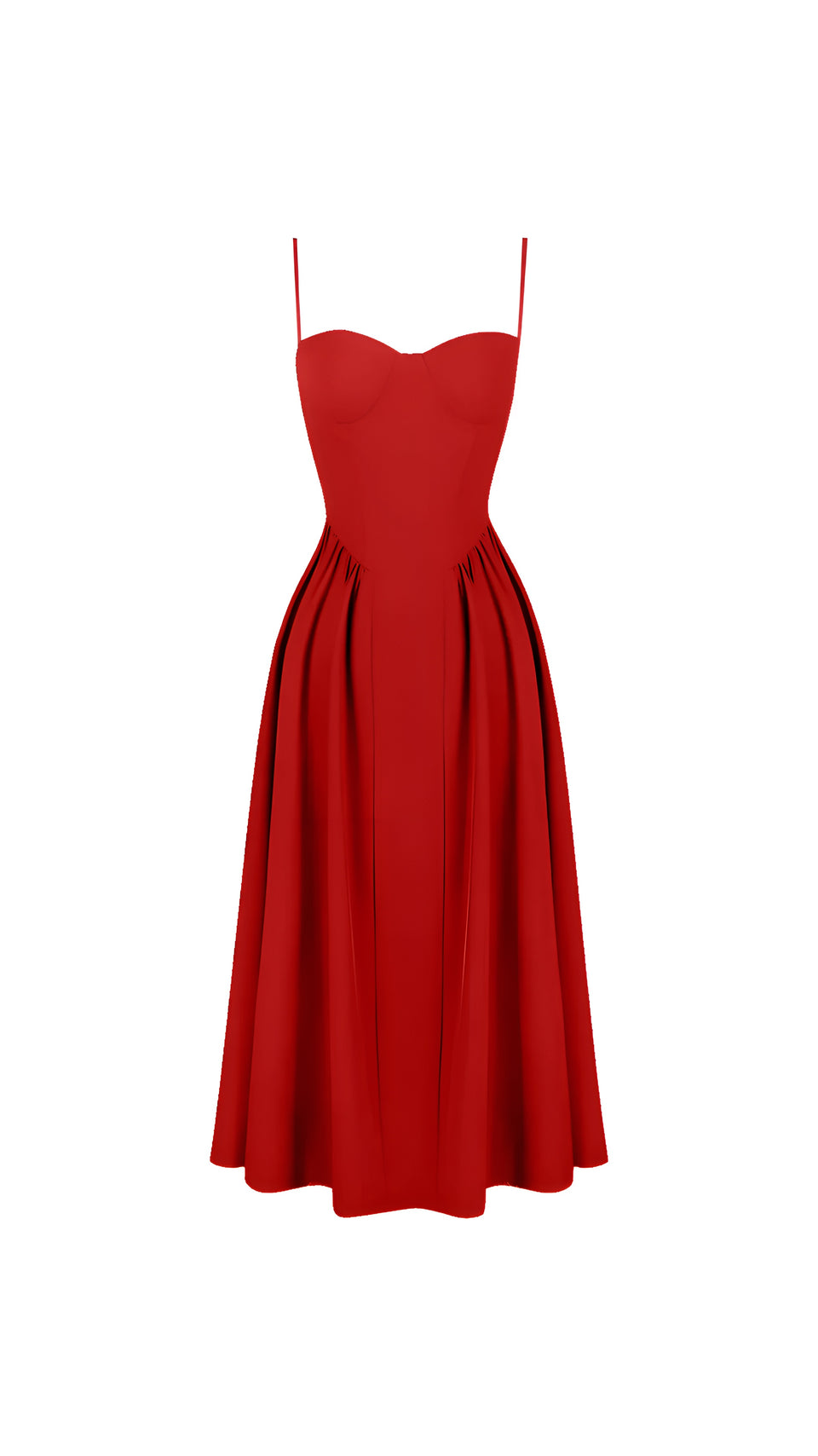 fitted lace wedding dress Promises | Red Satin Bandeau-Neck Midi Dress main image 0