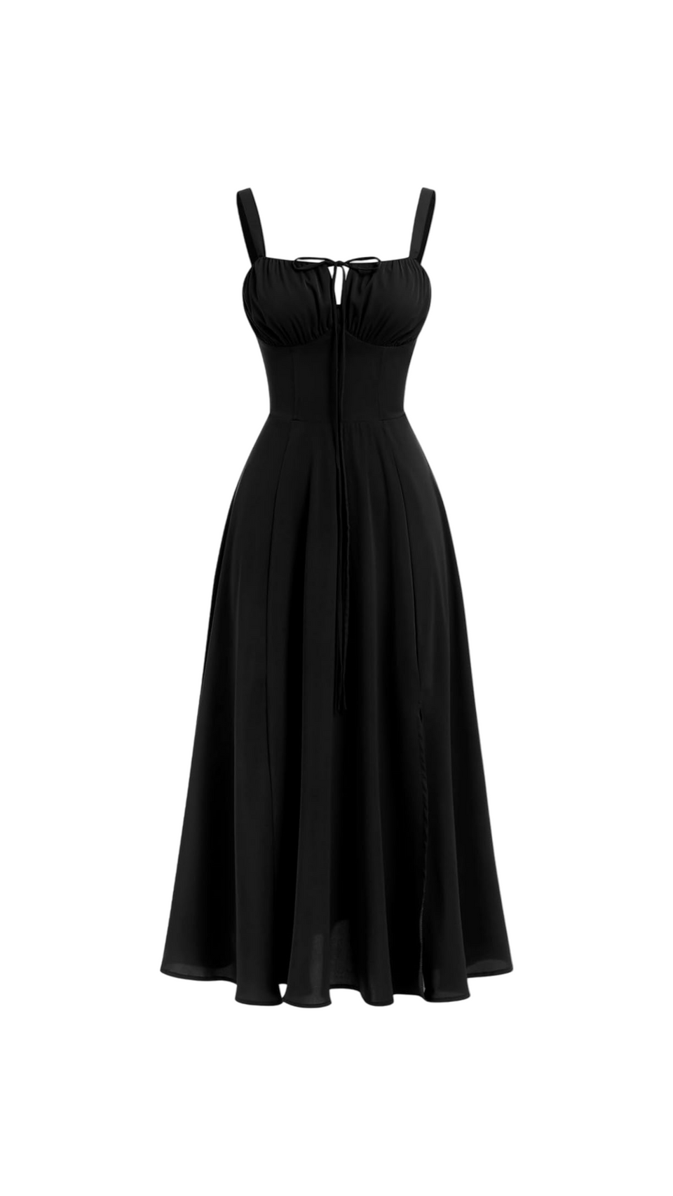 Miyla Lace-Up Back Midi Dress, XS / Black