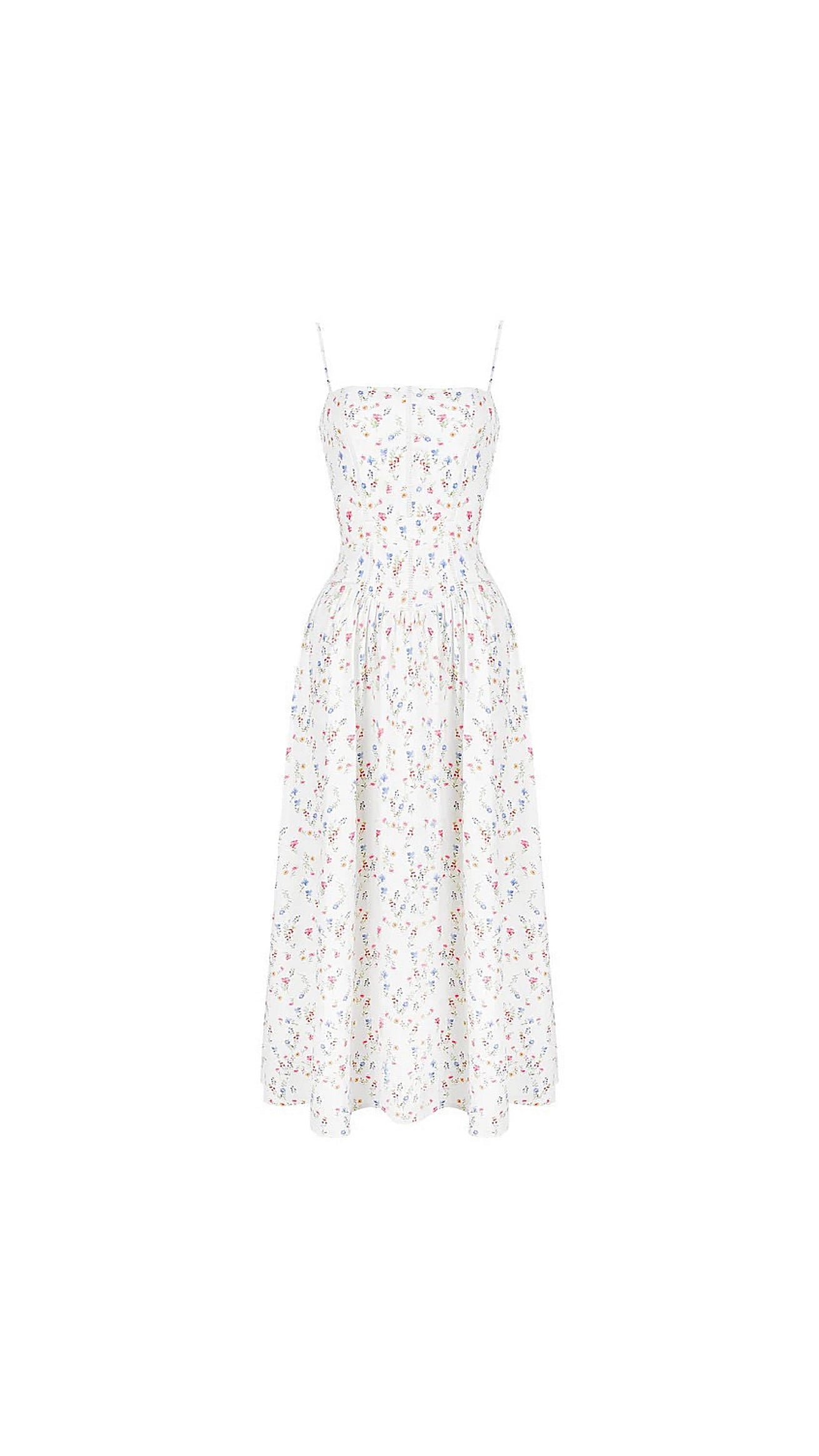 Serena White Floral Midi Dress, L