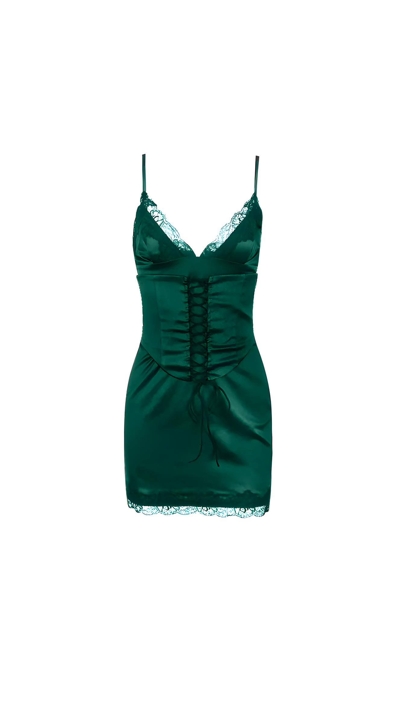 Becca Lace Corset Mini Dress, Green / S