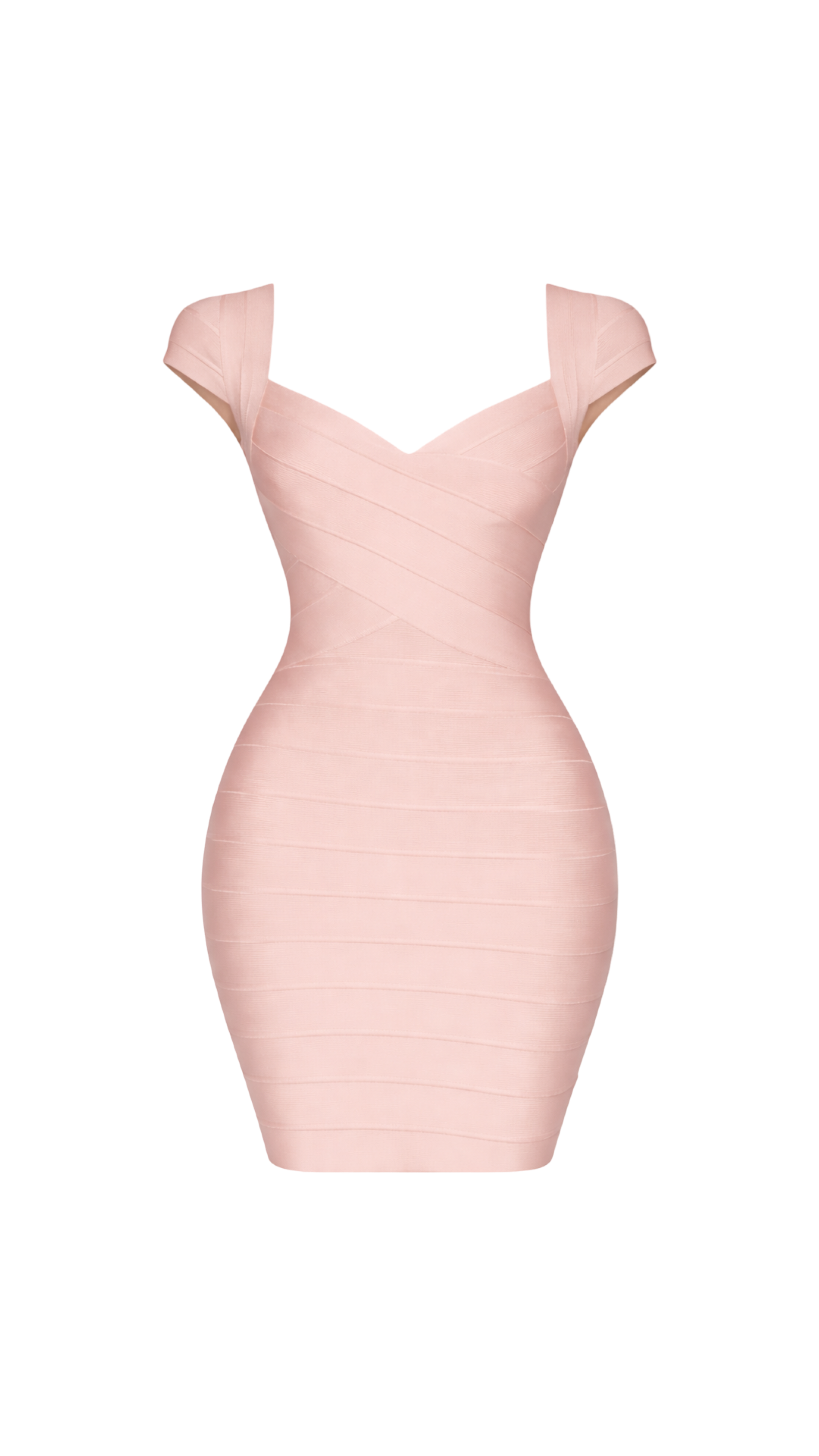 blush pink bandage dress Karen Millen Petite Figure Form Bandage Knit Rosette Detail Midi Dress in Blush