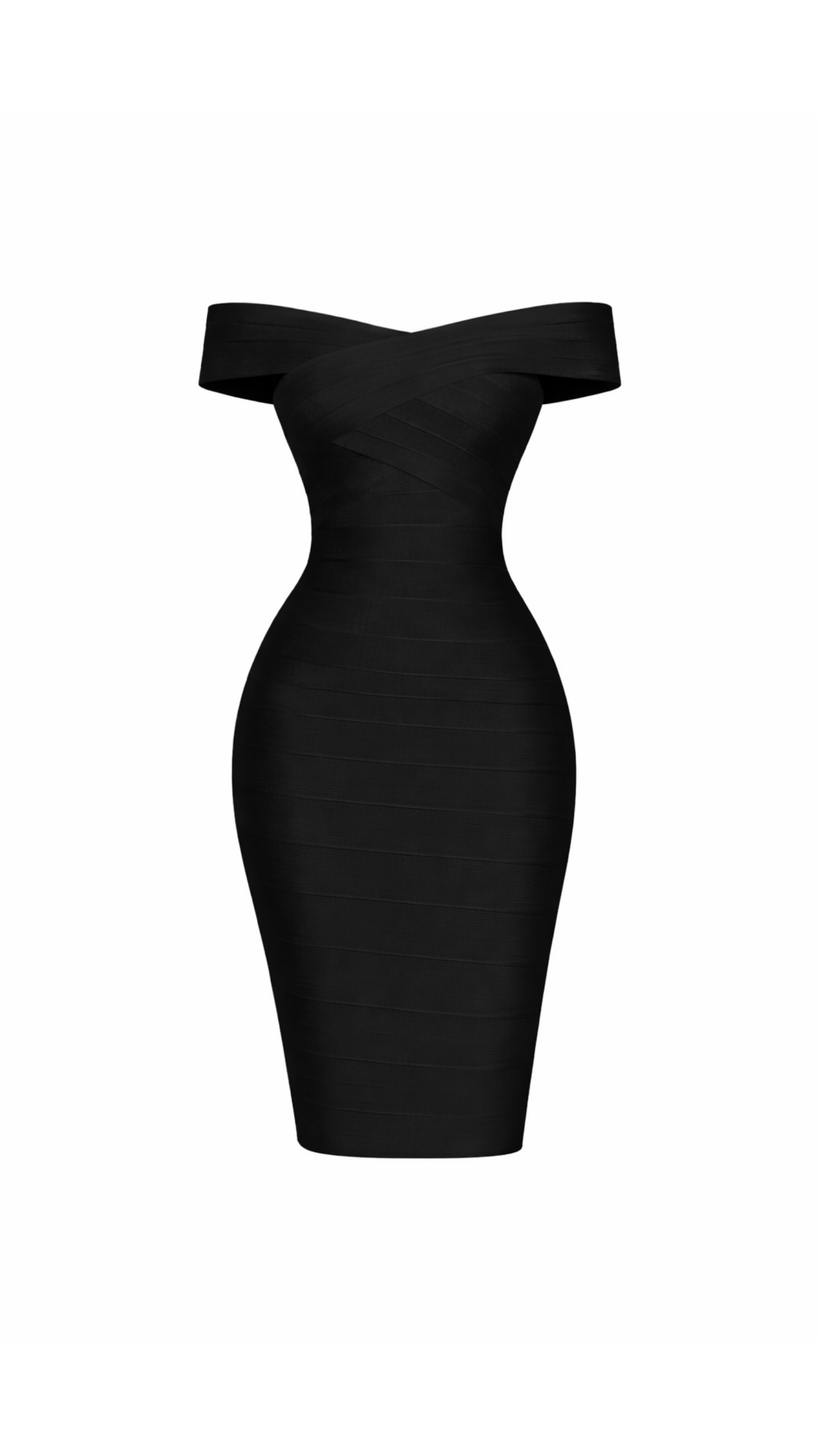 Camille Off-Shoulder Bandage Midi Dress, Black / XL Camille Off-Shoulder Bandage Midi Dress, Black / XL