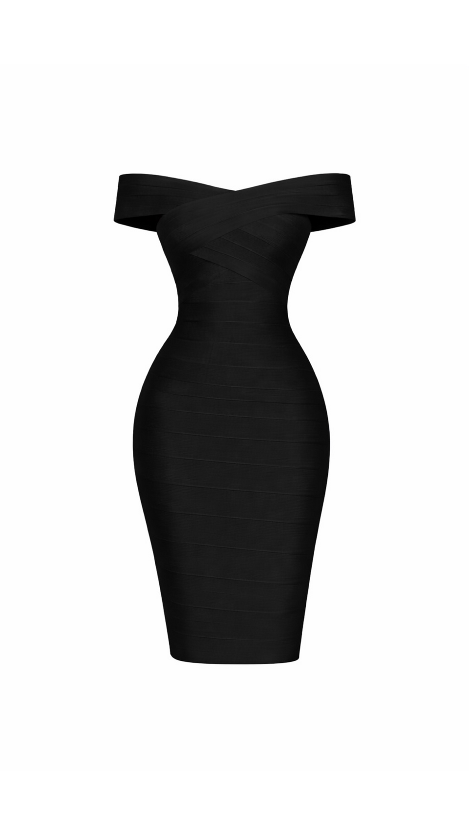 Camille Off-Shoulder Bandage Midi Dress, Black / XL