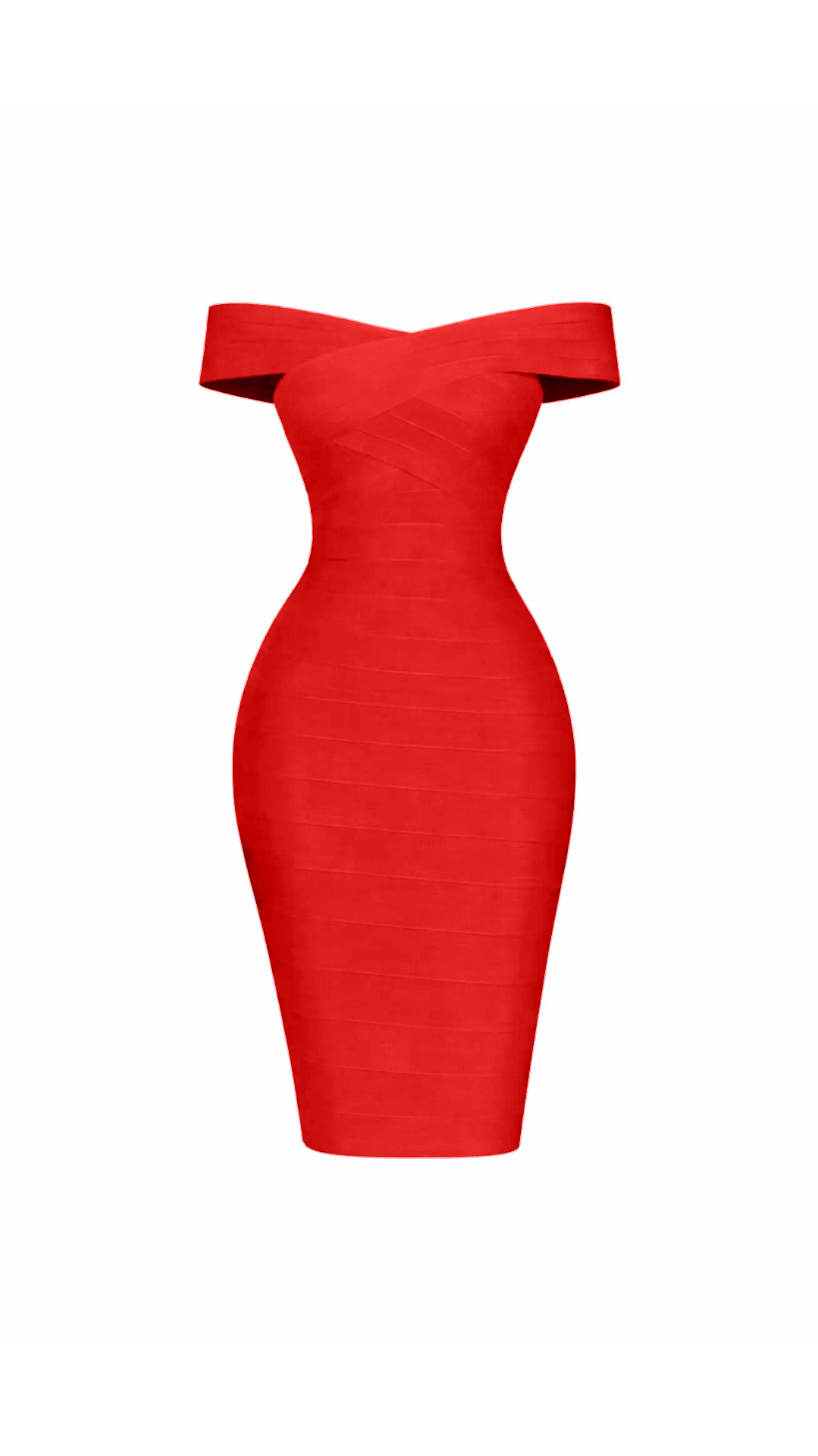 off the shoulder bandage dress CAMILLE BANDAGE MIDI DRESS Red / S