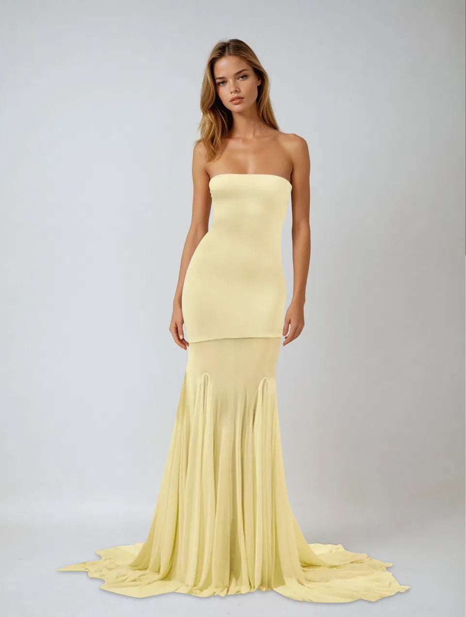 aurora maxi dress Yellow / M voluminous puff sleeves Dream Crush Lace-Up Back sewing pattern easy Width:D